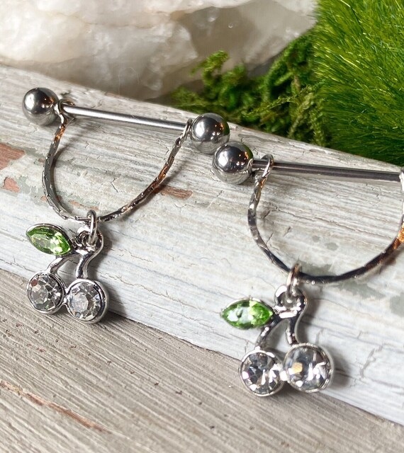 COPPIA Anello Capezzolo Doppia Frontale Gemma Barbecue IP Acciaio - Foto 3