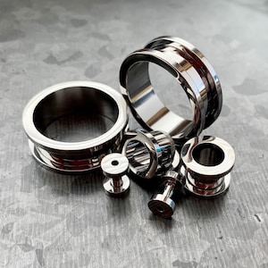 PAIR of Stunning Solid Implant Grade Titanium Screw Fit Tunnels/Plugs - Gauges 8g (3.2mm) thru 1&quot; (25mm) available!