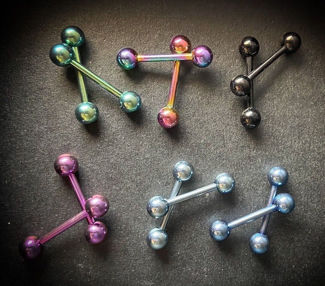 Surgical Steel Barbell Piercing Jewelry 8pcs - 14G For Nipple Tongue Lip Ear 658640 - Foto 5