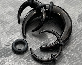 1 PIECE Black PVD Plated Surgical Steel Septum Ring / Buffalo Taper with O-Rings - Expander- Gauges 14g (1.6mm) thru 00g (10mm) Available!