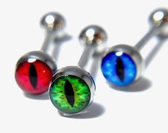 1pc Snake Eye 316L Surgical Steel Barbell Tongue Tounge Ring 14g 5/8&quot; (16mm)
