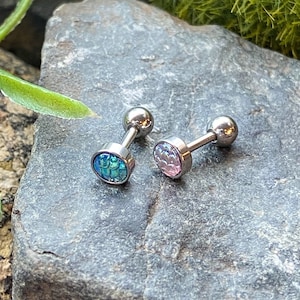 1pc Iridescent Fish Scale 316L Surgical Steel 16g Tragus Stud Ear Cartilage Ring