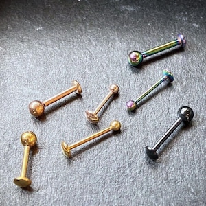 1pc Push In Top Ball PVD 16g Labret Monroe Stud Lip Ring Helix Ear Cartilage