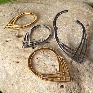 1pc Weave Design Hinged Segment Ring Hoop Helix Daith Septum Implant Titanium