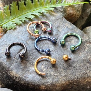 1pc Titanium Horseshoe Circular Barbell Septum Helix Ear Cartilage Eyebrow Ring-16g w/ 8mm diameter