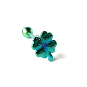 Titanium Shamrock Tongue Ring 14g 16mm 5/8" Clover Tounge Body Piercing Jewelry
