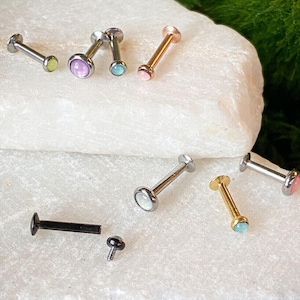 1pc Illuminating Stone Labret Stud Helix Tragus Cartilage Internally Threaded (16g)