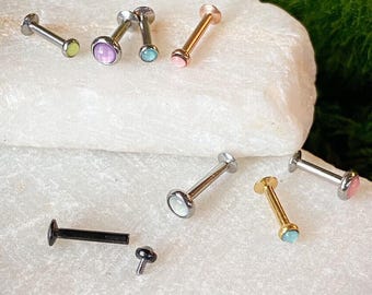1pc Illuminating Stone Labret Stud Helix Tragus Cartilage Internally Threaded (16g)
