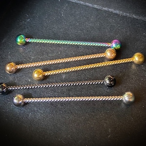 1pc Twisted Rope Style 38mm 1.5" Industrial Barbell Ear Cartilage Body Jewelry