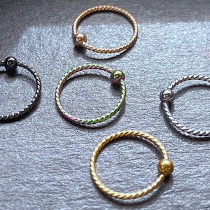 1pc Twisted Rope Fixed Ball Captive Bead Ring / Nose Hoop Cartilage Rook Helix