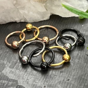1pc Hinged Segment Captive Bead Ring Septum Helix Ear Cartilage Piercing 16g 8mm
