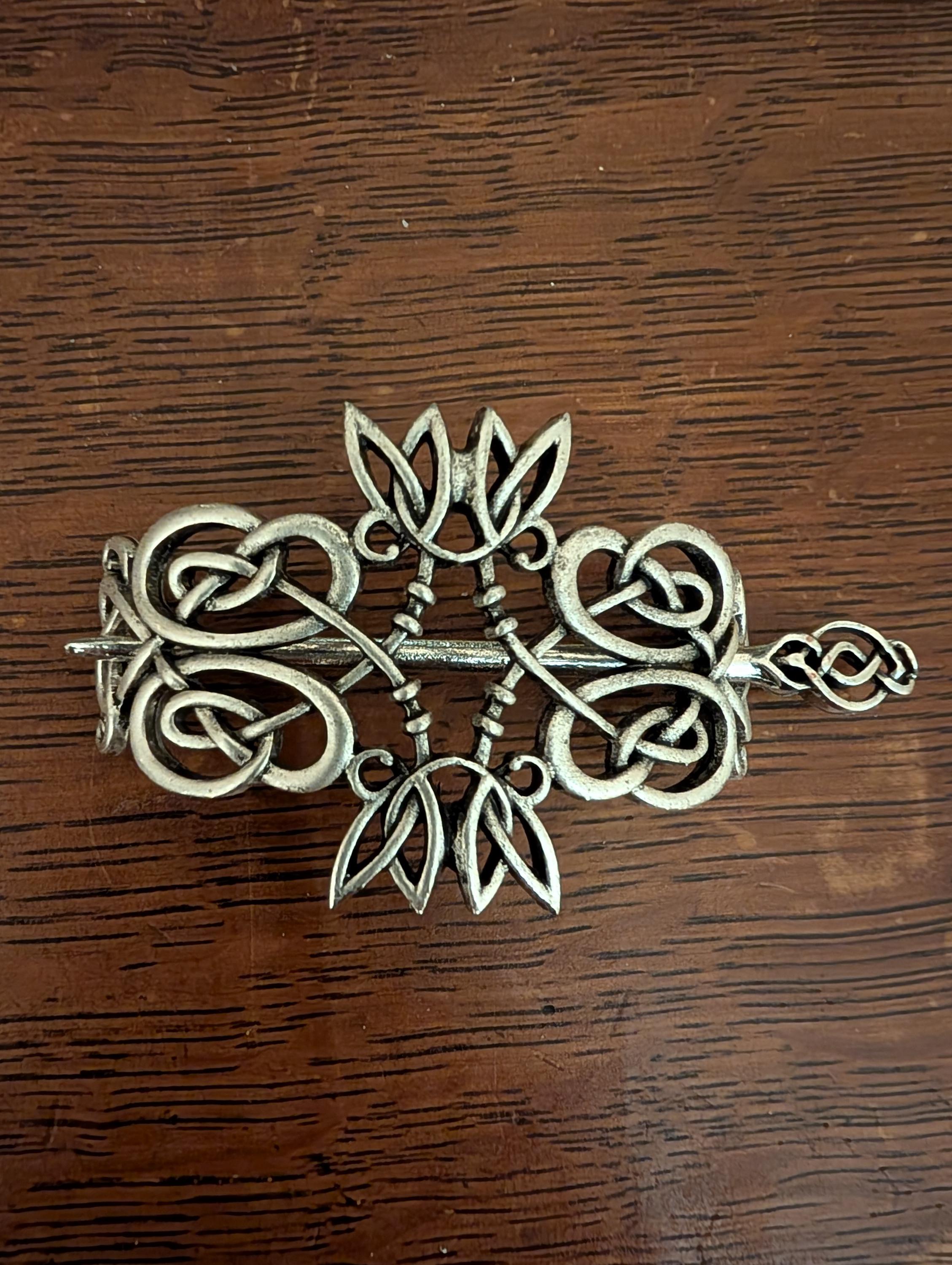 Ornate Celtic Knot Silver Shawl Pin Or Hair Pin Vintage Celtic Knot Shawl Pin - Charmed Silver - Crafty Flutterby  main image 4