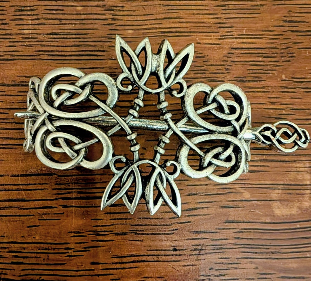 Celtic Knot Hair Pin and Scarf Tie – Antique Silver Finish  display picture 3