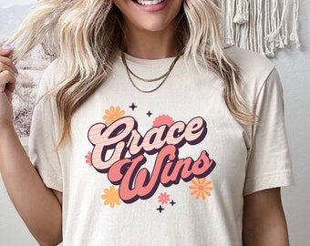 Grace Wins Shirt, Inspirational T-shirt, Grace T-shirt, Christian Shirt, Retro Tee, Grace Graphic Tee, Cute Graphic Tee, Christian Apparel