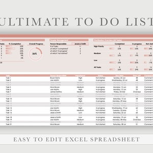 To Do List Template Excel Spreadsheet Ultimate Task Planner Excel Daily ...