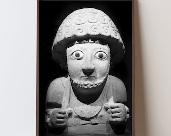 Póster de busto de un antiguo rey hitita – Escultura Suppiluliuma / Arte mural digital en blanco y negro para descargar
