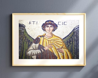 Póster mosaico del Arcángel Miguel: Impresión artística bizantina (descarga digital)