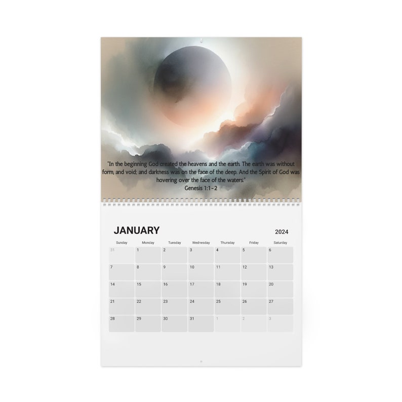 2024 Calendar Christian Wall Calendar With Bible Verses & Watercolor