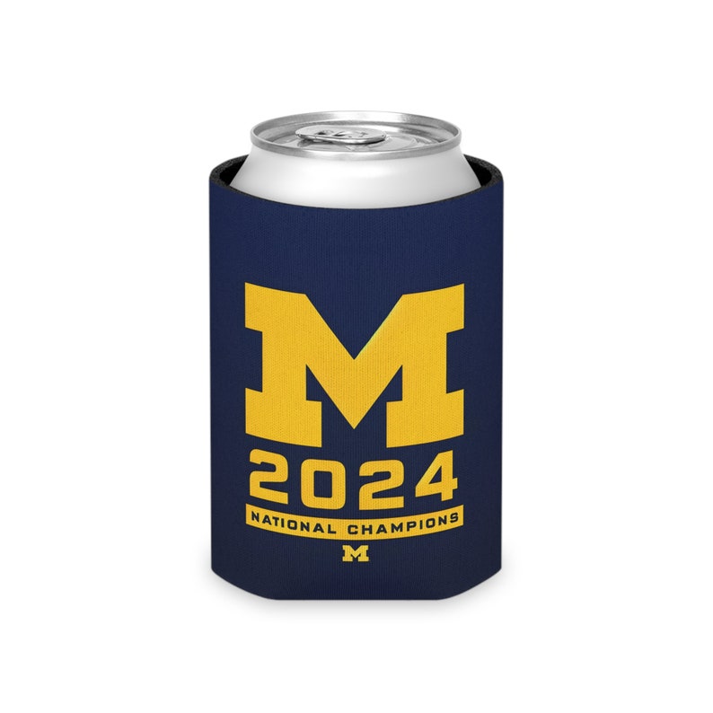 Michigan Champions Koozie, 2024 College Football Playoff Champions University of Michigan Can Cooler, Michigan Wolverine Coozie Gift for Him image 5