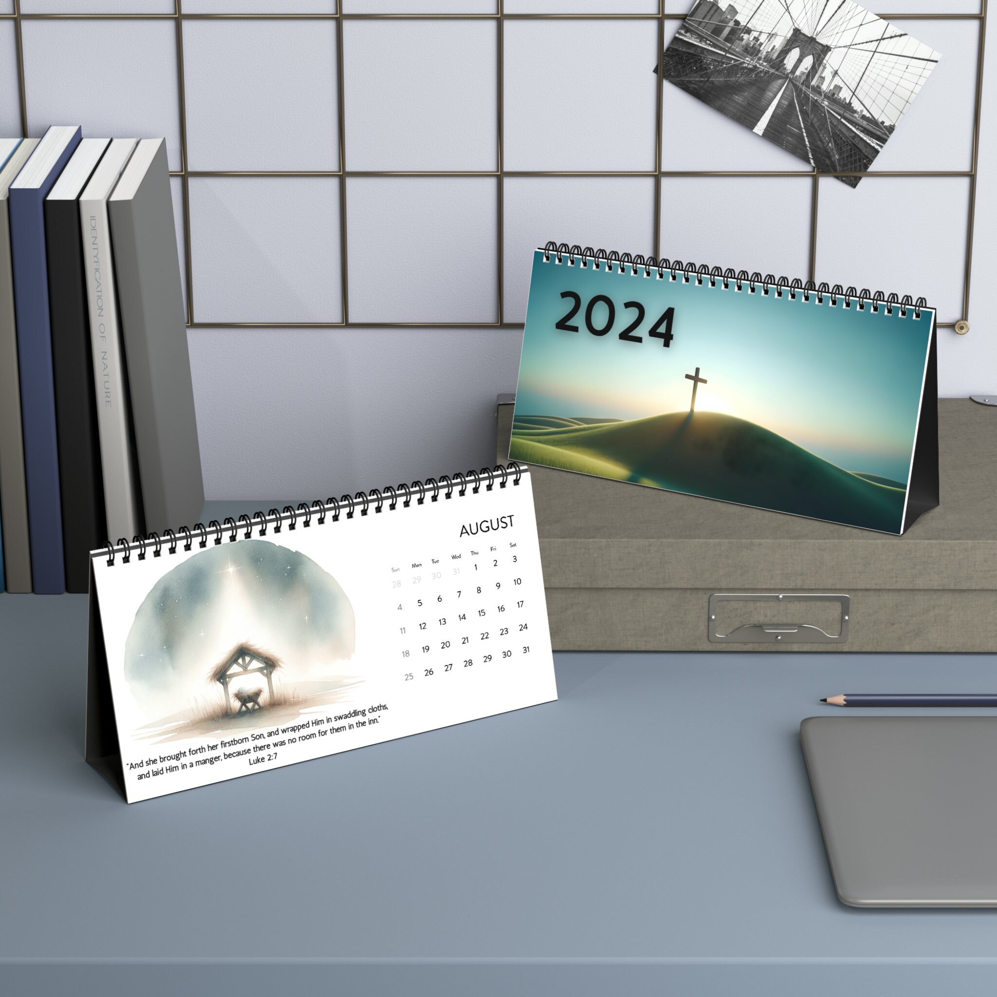 2024 Christian Desktop Calendar Bible Verses and Illustrations for Each