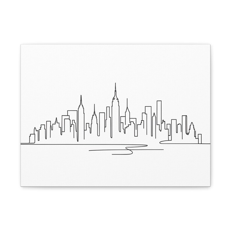 New York City Skyline Minimalist Canvas Elegant Manhattan - Etsy