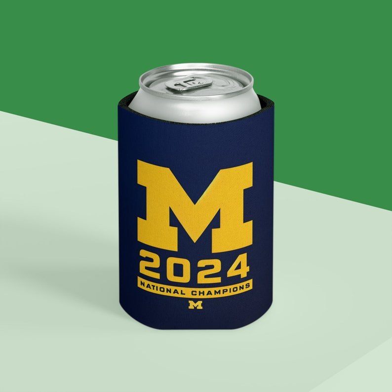 Michigan Champions Koozie, 2024 College Football Playoff Champions University of Michigan Can Cooler, Michigan Wolverine Coozie Gift for Him image 3