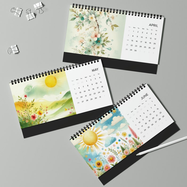 2024 Desktop Calendar 10x5 Watercolor Calendar Art Designs, Eco ...