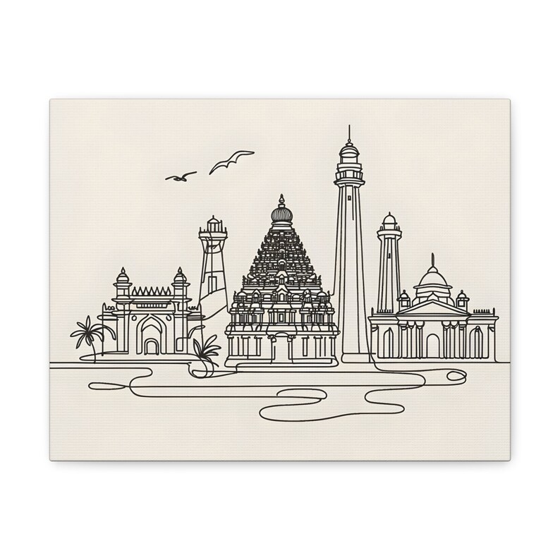 Chennai Wall Art Chennai Landmarks Line Art Minimalist Etsy