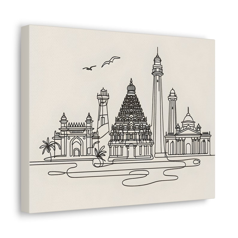 Chennai Wall Art Chennai Landmarks Line Art Minimalist Etsy