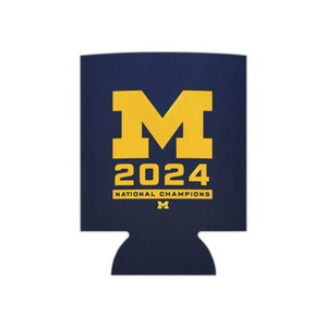 Michigan Champions Koozie, 2024 College Football Playoff Champions University of Michigan Can Cooler, Michigan Wolverine Coozie Gift for Him image 4