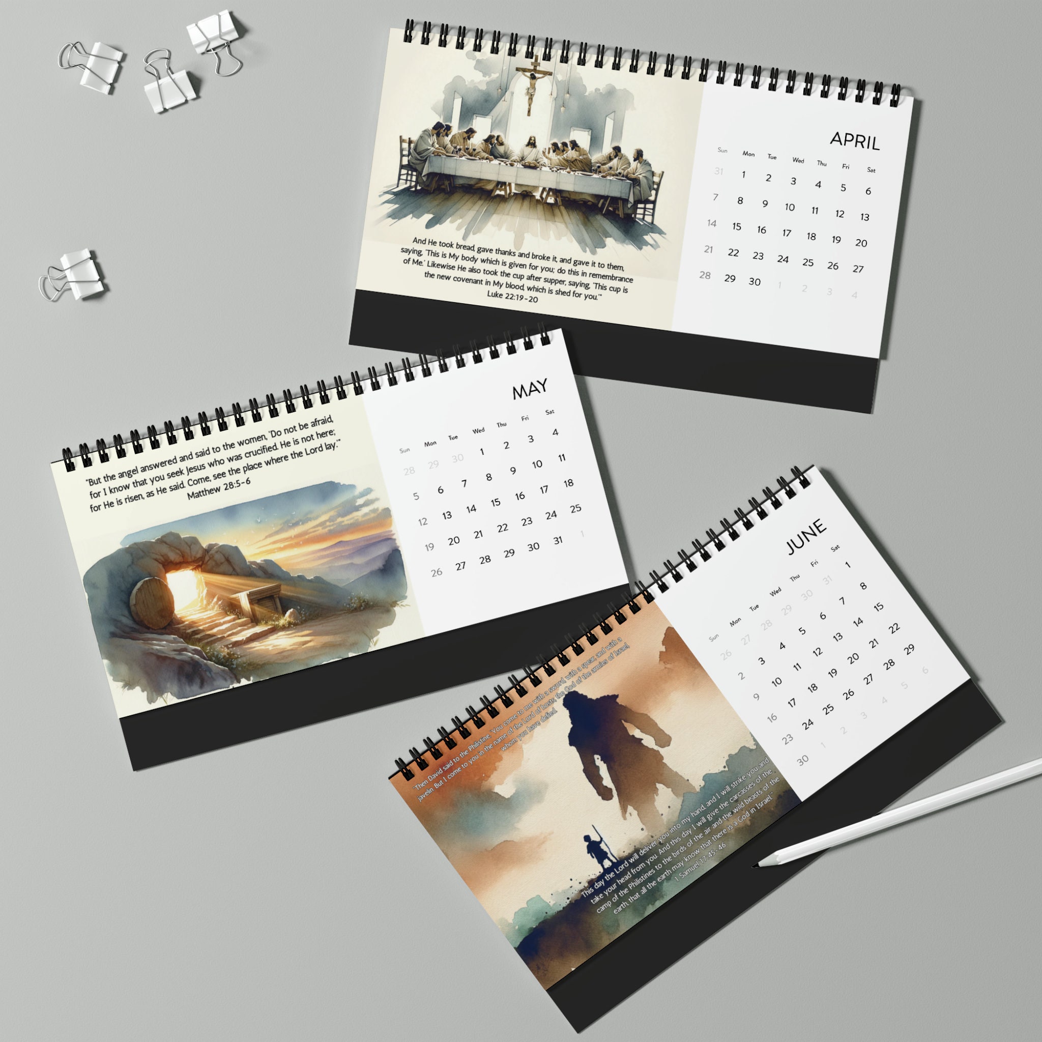 2024 Christian Desktop Calendar Bible Verses and Illustrations for Each
