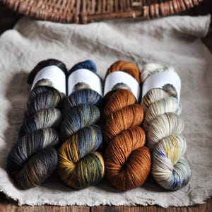 265EUR/kg - GarnStories yarn set - hand-dyed - new wool - Merino - 4 skeins - 400m/100g - Fingering - #X7