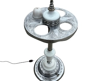 1930s Art Deco Electric Light Up Chrome Ashtray Stand & Art Glass Base READ