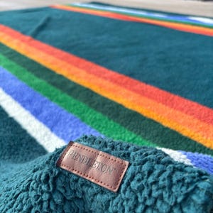 Pendleton King Size Decke Grand Canyon Blau Weicher Sherpa-Fleece Bunte Streifen Bild 2