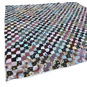VTG patchwork blok quilt strikje vlinderstrik patroon 72 x 76 inch handgemaakt katoen