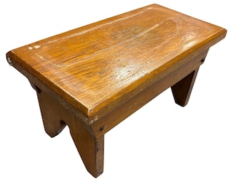 Vintage antiek? Massief eiken handgemaakte voetenbank voetenbank houten poten 8x16x8-1/2h