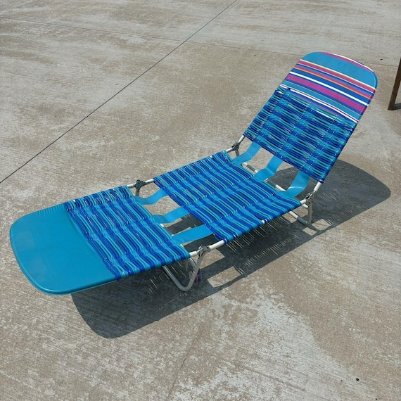 Jelly Vinyl Tube Folding Chaise Lounge Lawn Chair Cot Blue Beach Camp Pool VTG Etsy