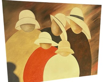 Lg Signed Original GUILLOUME PEREZ Painting Canvas 60”x48” Expressionist Family