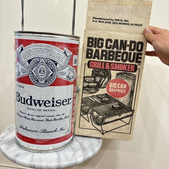 Budweiser The Big Can Do Barbecue Grill Smoker Looks New with Paperwork