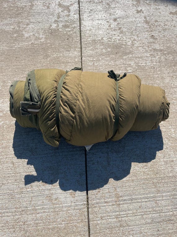 Vtg 1945 Army Mountain Mummy Sleeping Bag M-1949 Down Feather W
