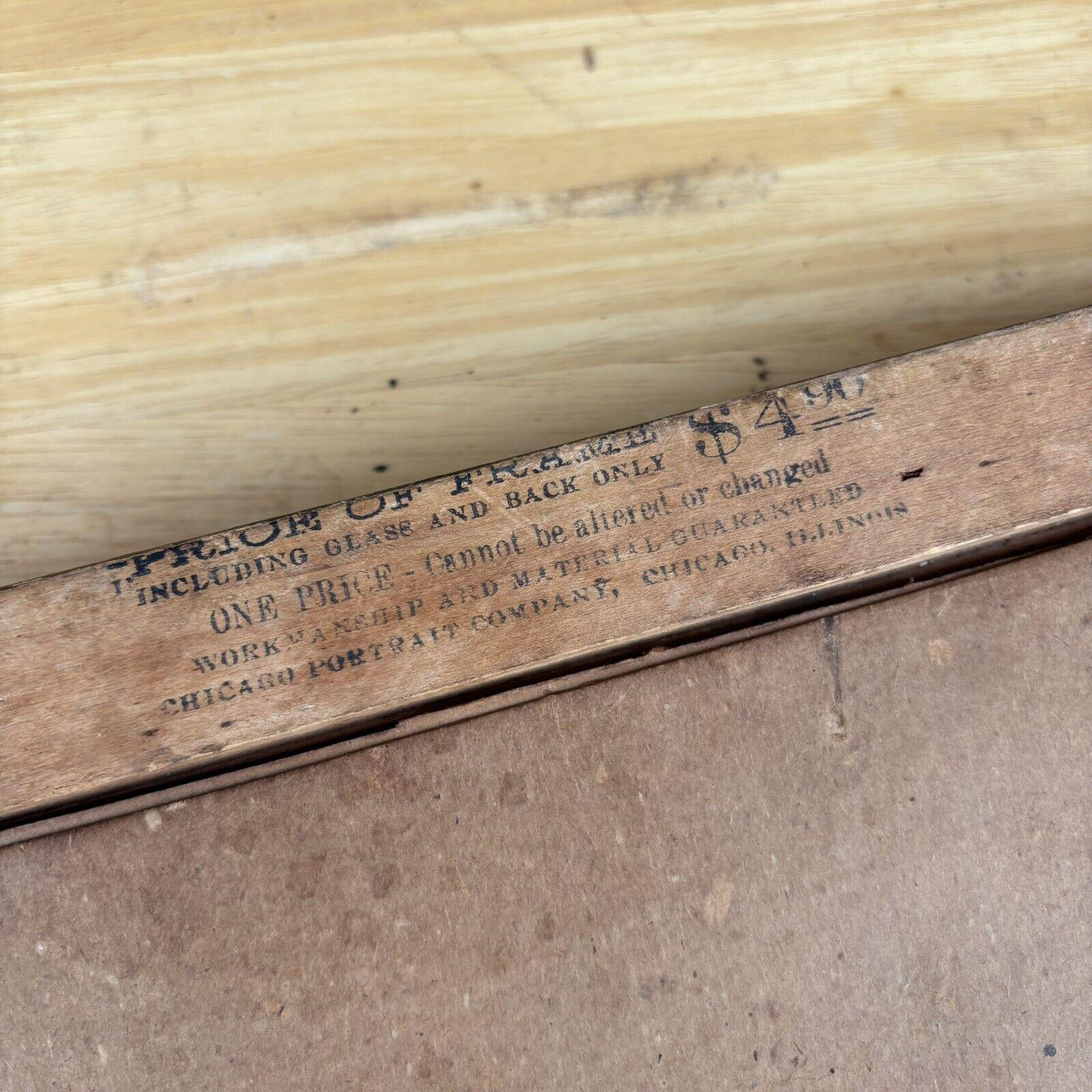 Antique Convex Bubble Glass Wood Frame Chicago Portrait Co. Young Woman  14x22, image size:1600x1600