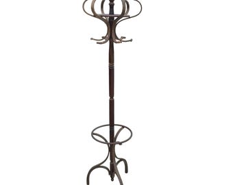 Vintage Bentwood Hallway Entryway Wood Coat Tree Spinning 72” Victorian Style
