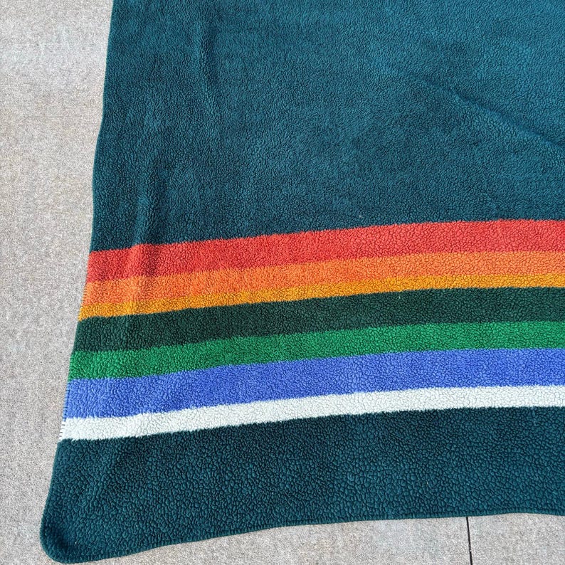 Pendleton King Size Decke Grand Canyon Blau Weicher Sherpa-Fleece Bunte Streifen Bild 5