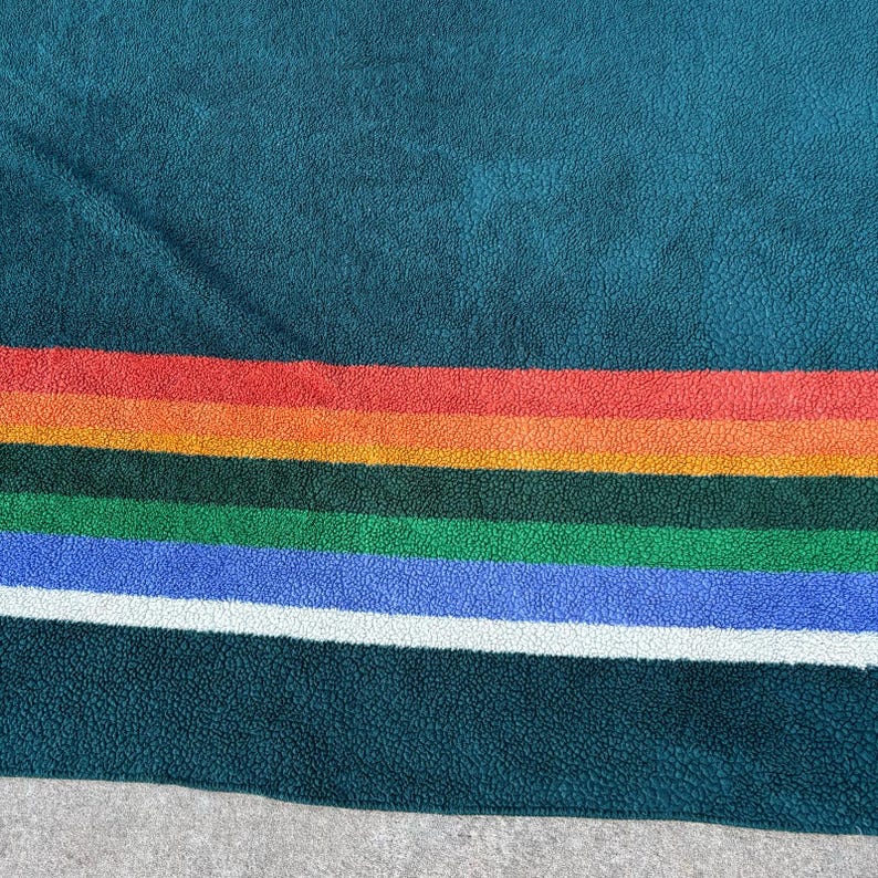 Pendleton King Size Decke Grand Canyon Blau Weicher Sherpa-Fleece Bunte Streifen Bild 4