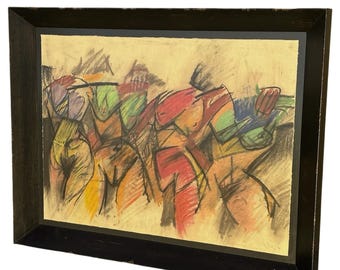 Large Willem de Kooning Style Pastel on Paper (28"x38") Original Female Form