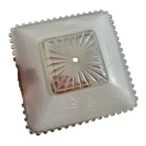 Art Deco Atomic Starburst Frosted Glass Beaded Edge Ceiling Light Shade 11x11"