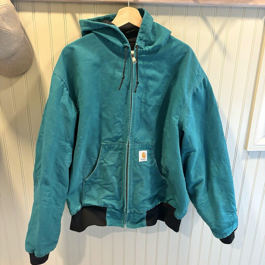 90s USA Carhartt カーハート　青緑 80's～90's Made In USA Carhartt Thermal Lined Firm Duck South West
