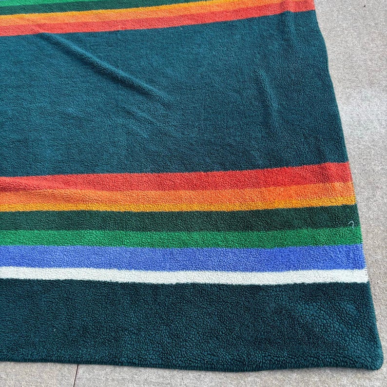 Pendleton King Size Decke Grand Canyon Blau Weicher Sherpa-Fleece Bunte Streifen Bild 6