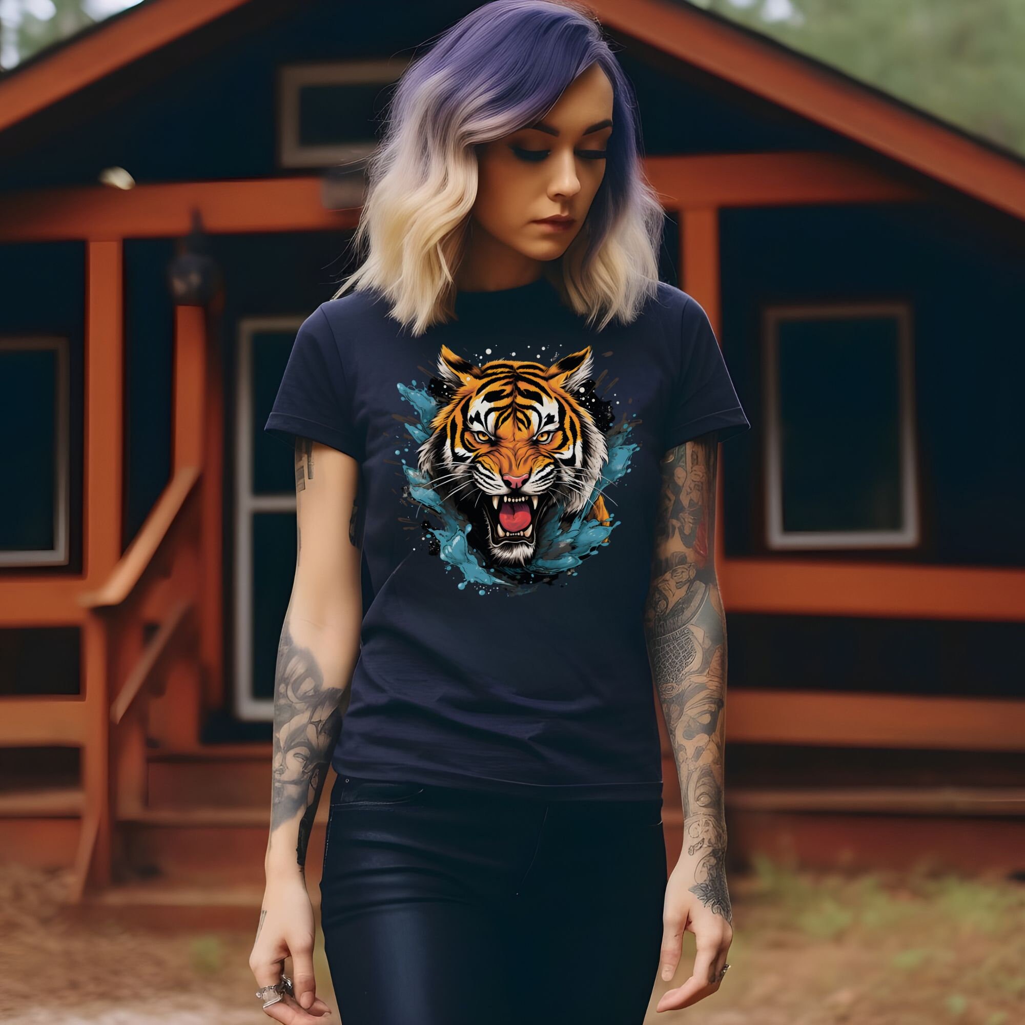 Tiger Graffiti Fitted Tee-Sample main image 1
