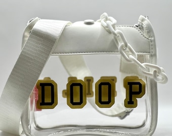 DOOP / PHILA Clear Crossbody Bag – Stadium Approved | White Chain Strap + Adjustable Crossbody | Game Day Purse